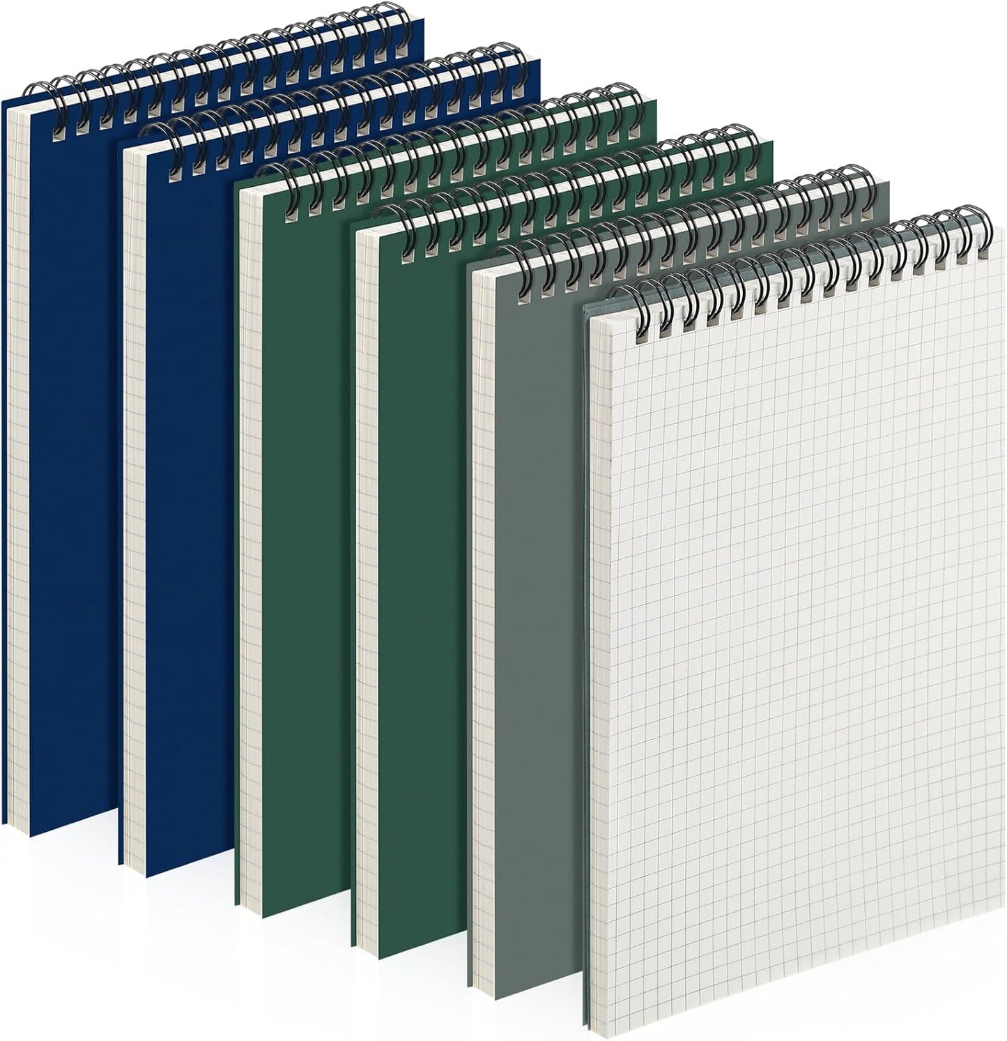 Engrowtic 6 Pack Graph Paper Spiral Notepad A5 Top Wirebound Notepad Grid Notebook Steno Pad Memo Notebook Grid Paper 140 Pages for Writing Sketching Drawing Office Supply (Black)