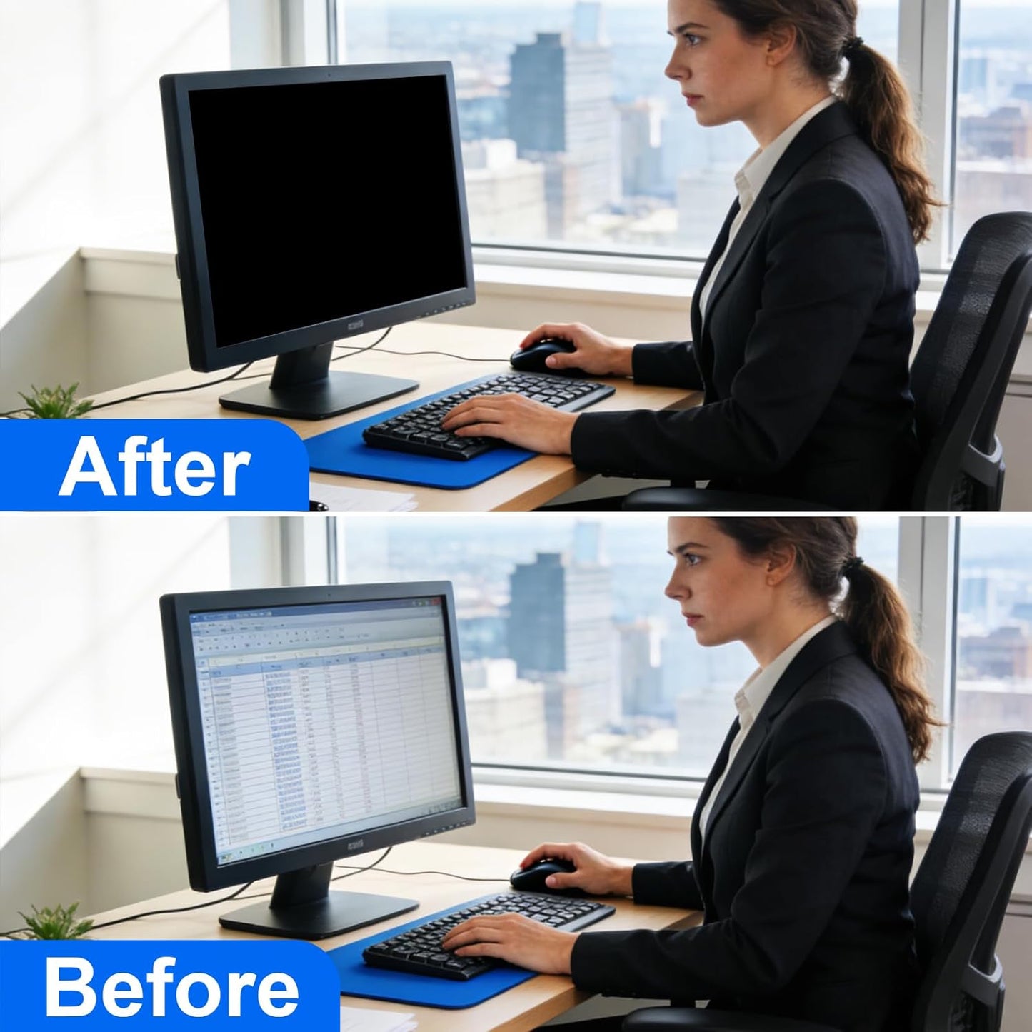 [2-Pack] Privacy Screen For Computer Monitor, 27-Inch 16:9 Aspect Ratio; Anti Spy/Bule Light/Glare And Eye Protection, 2 Install Ways Removable For Office, Airport, Cafe And Other Public Area; Diagonal 27 Inches, Width 23.53 Inches, Height 13.24 Inches