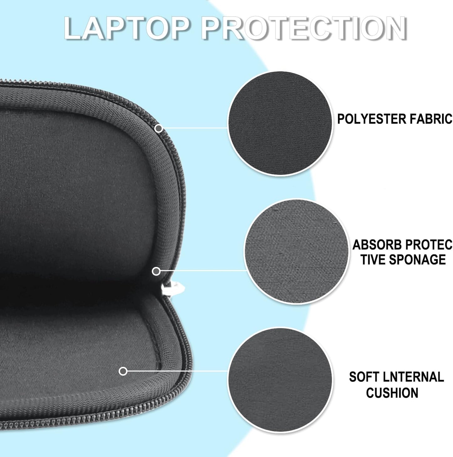 Laptop Sleeve Case 14 inch, Shockproof Protective Laptop Cover Briefcase Carrying Computer Bag with Accessory Pocket Portable Computer Sleeve for 14" MacBook, HP, Dell, Lenovo, Acer, Black