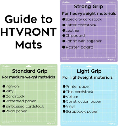 HTVRONT Standard Grip Cutting Mat, 6 Pack Cutting Mat 12x12 Compatible with Cricut Maker 3/Maker 4/Maker/Explore 3/4/5/Air 2/One, Standard Adhesive Sticky Quilting Cutting Mats Replacement Accessories