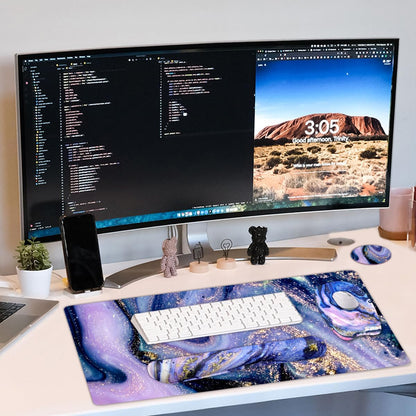 WB WEIRDBEAST Keyboard Wrist Rest Large Mouse Pad Wrist Support for Computer, 4 in 1 Memory Foam Keyboard Pad Desk Mat Ergonomic Hand Rest Wrist Cushion for Home Office Gaming-Pink