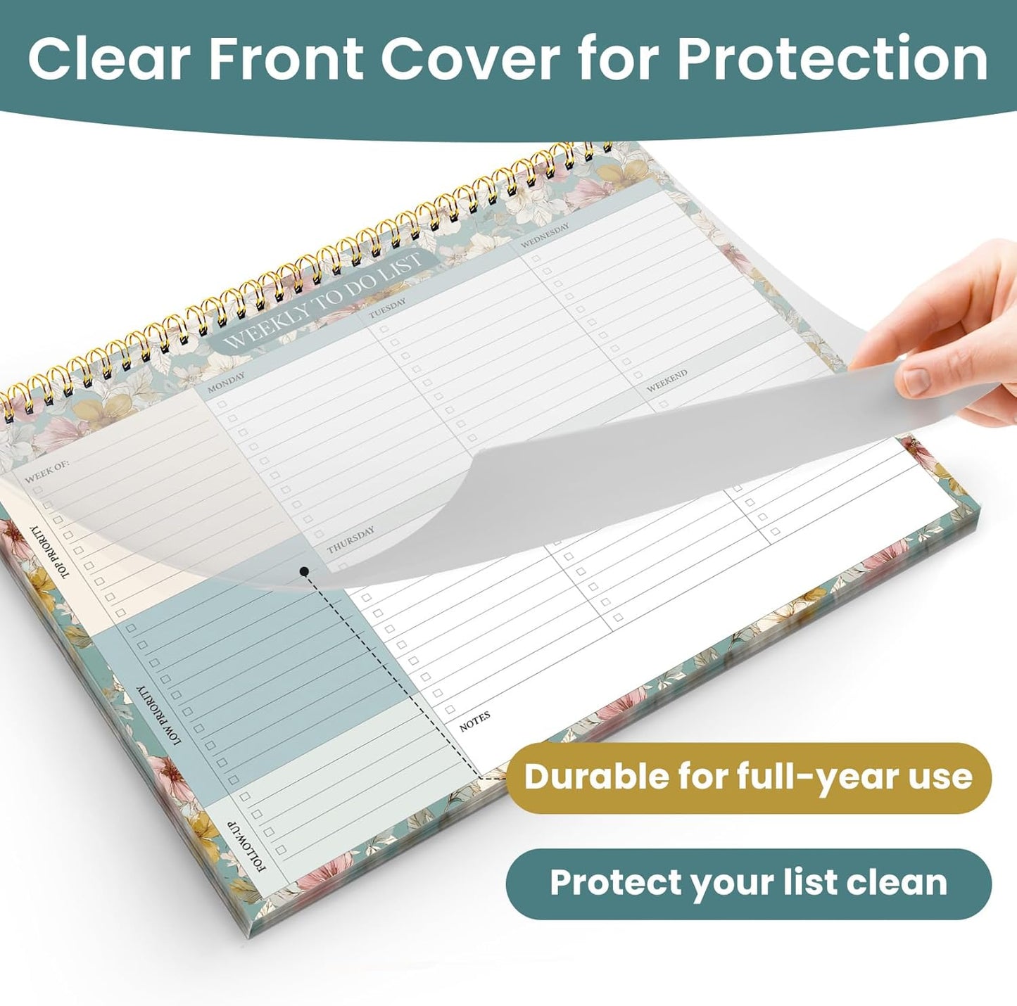 Weekly To Do List Notepad with 52 Undated Sheets（8.5"×11"）- Undated Weekly Planner Notepad for Office Desk Accessories and Supplies - Midnight Lilac