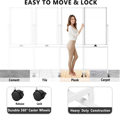 Large Whiteboard Easel with Stand, 36" x 24" Portable Standing Magnetic Dry Erase White Board, 3' x 2' Tripod Height Adjustable Flip Chart Easel for Home Office Classroom School, Silver
