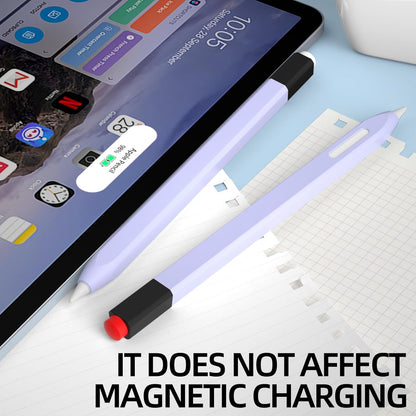 AZF Pencil Case Compatible with Apple Pencil 2nd Generation Case, Two Color Pen Cap Match, Silicone Comfort, Compatible with Magnetic Charging and Double Click. (Lavender Purple)
