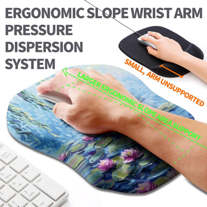 Ergonomic Slope Mouse Pad Wrist Support, Wrist Rest Mousepad for Carpal Tunnel Pain Relief with Massage Bulge and Slow Rebound Memory Foam (12x8 inch, Black)