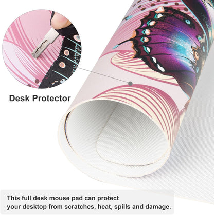 QIYI Large Mouse Pad, Cute Pink Desk Mat for Desktop, Women Girls PU Leather Desk Pad Waterproof Gaming Mousepad, Rose Gold Marble Computer Protector Writing Pad for School Office Home 31.5" x 15.7"