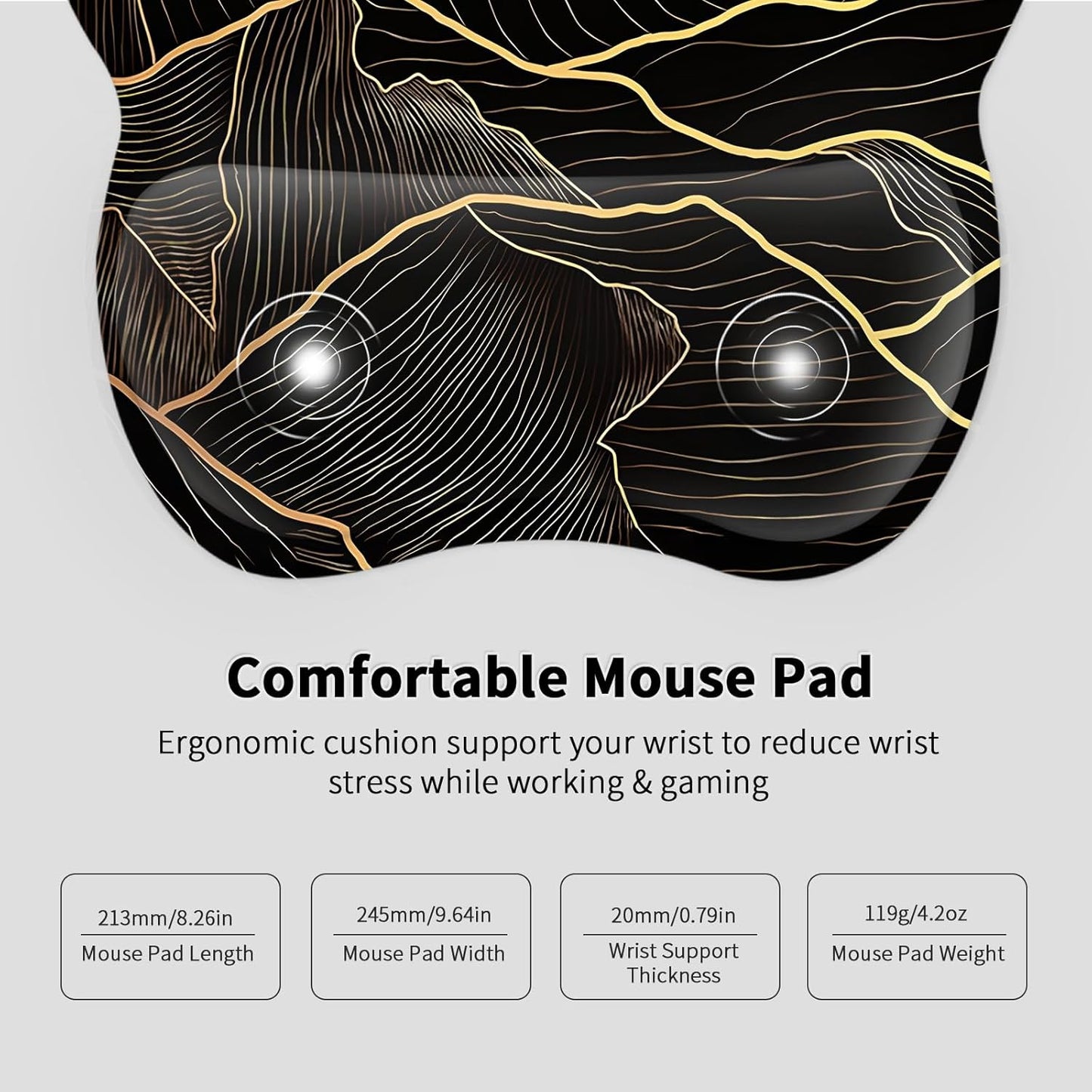 EooCoo Ergonomic Mouse Pad with Wrist Support, Mousepad with Memory Foam Wrist Rest and Non-Slip Base for Computer, Cafe, Home & Office, 9.64 x 8.26 in Office Desk Accessories