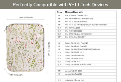 Dadanism 9-11" Tablet Sleeve Bag Carrying Case for iPad (A16) 11th Gen 11", iPad 10th Gen 10.9" Air 5/4, iPad Air M4/Pro 11", iPad 9/8/7th, Galaxy Tab A11+ Plus 11", Remarkable 2 10.3", Black