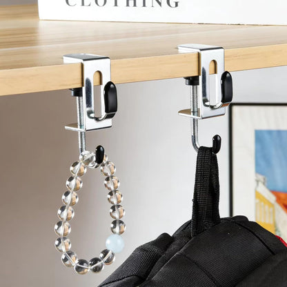 8PCS Desk Hook, Under Desk Handbag Hanger Purse Hook Holder for Table, Backpack Hanger Purse Holder for Desk Adjustable Can Hook Bags, Headphone Holder, Umbrellas, Cups and Keys