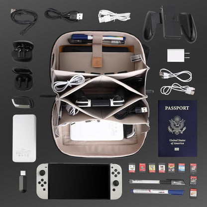 simtoper Small Electronics Organizer Travel Case – Slim Travel Cable Pouch for Small Tech Accessories, Cords, Chargers, Earbuds – Lightweight Mini Tech Bag for Backpack, Business, Travel (Blue)