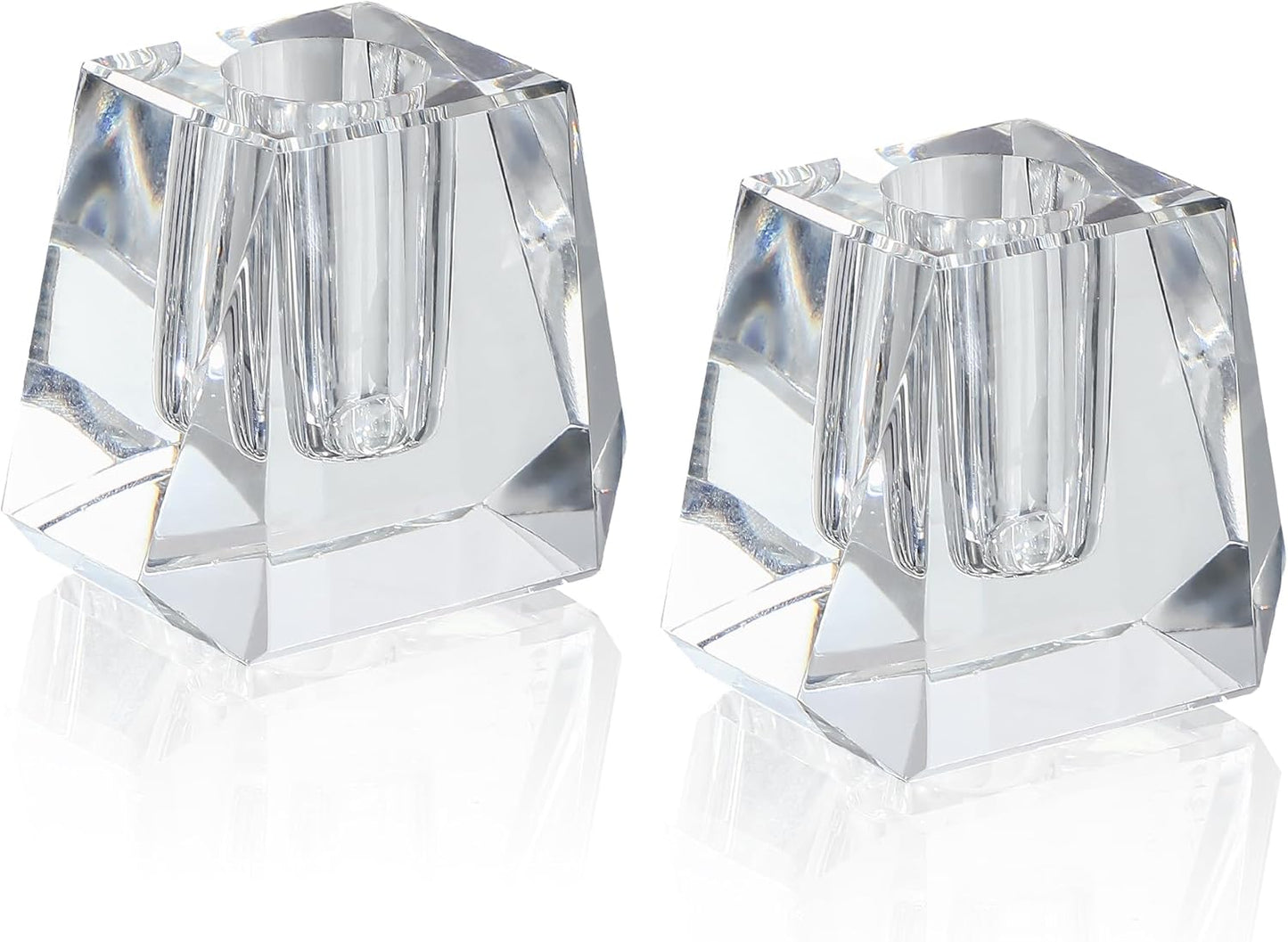 QFkris 2-Pack Crystal Single Pen Holder for Desk, 1.8" Fancy Fountain Pen Stand, Glass Feather Pencil Holder for Office Desktop Decoration, Gift for Man Woman Students Teachers Father Boyfriend