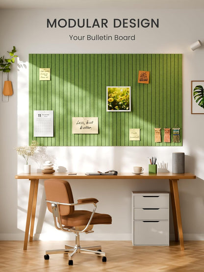 Bumusty Large Cork Board Alternative-48 x 36" Felt Bulletin Board Tiles, with 30 Pushpins, 70 Adhesive Tabs, Fine-Stripe 12-Pack, Cork Boards for Office Push Pin Board Felt Board-Oatmeal