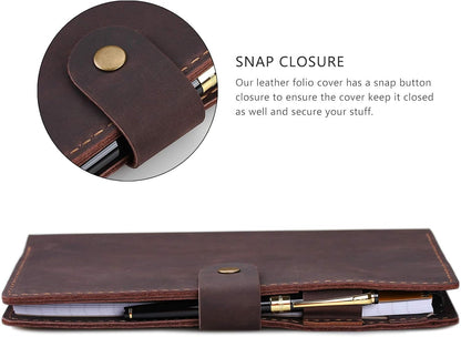 Robrasim Leather Cover for 6"x9" Steno Notebook, Leather Folio Cover Compatible with 6x9 Spiral Steno Pads, A5 Notebook Organizer with Pen Loop - Brown