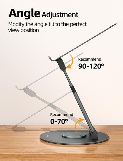 Nulaxy Telescopic 360 Rotating Laptop Stand for Desk Adjustable Height Swivel Pull Out Design Ergonomic Laptop Riser Standing Desk Converter Fits All 10-17" Laptops Computer MacBook, Gray