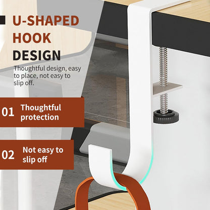 Adjustable Clamp-On Under Desk Hook - 3 Pack Heavy Duty Hanger, Sturdy Steel Holds for Purses & Backpacks, Space-Saving Organizer for Office Desks