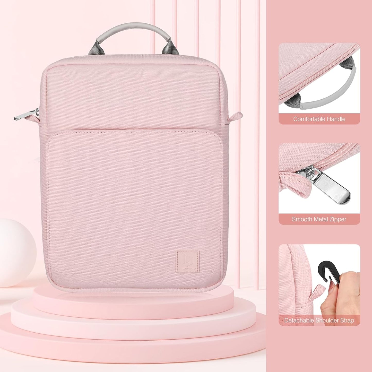 Dadanism 9-11 Inch Tablet Sleeve Bag Carrying Case with Shoulder Strap for iPad (A16) 11", iPad 10th Gen 10.9", iPad Air M4/Pro M5 11", iPad 9/8/7th 10.2", Galaxy Tab A11+ Plus 11", Cloudy Pink