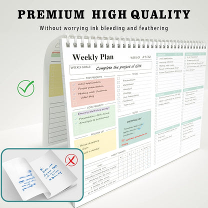 Ymumuda Weekly To Do List Notepad - Daily To Do List Undated 52 - Week Sheets, 8.5x11" Weekly Goal Notebook, Habit Tracker Journal, Excellent for Student School Work Personal Productivity Organizer