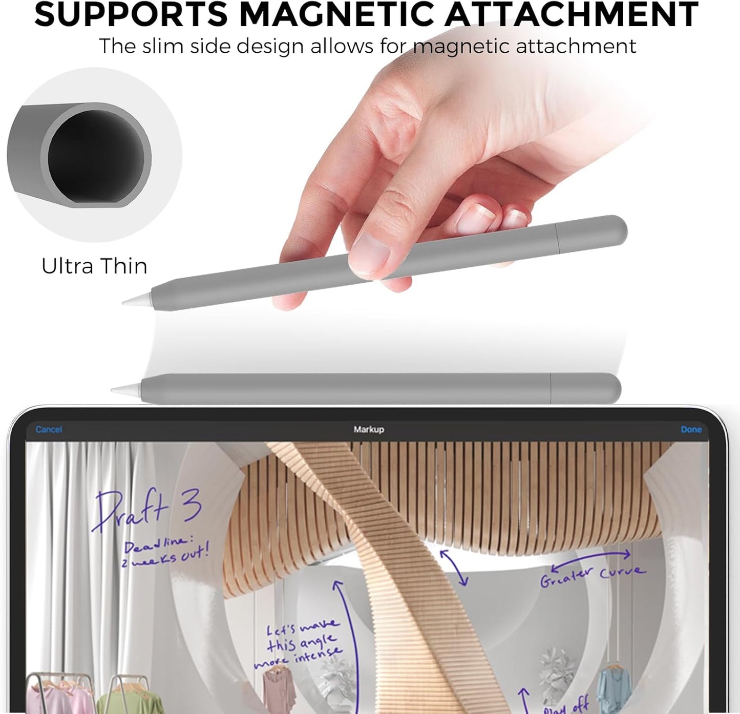 AhaStyle Silicone Case for Apple Pencil (USB-C) 2023 Ultra Thin Proteative Cover Skin Apple Pencil Sleeve Anti-Slip Grip Compatible with Apple Pencil USB C (Lavender)