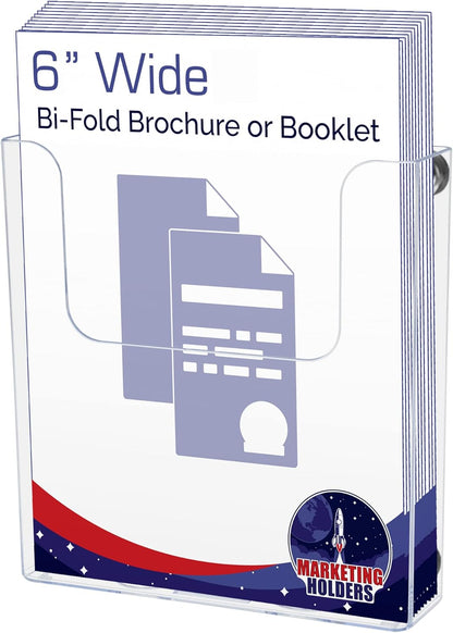 Marketing Holders 6 Pack Suction Cup Brochure Holder Holds 6 Inch Wide Literature Window or Glass Wall Mount Display Indoor Graphic Images Amenity Flyers or Reference Sheet Racks