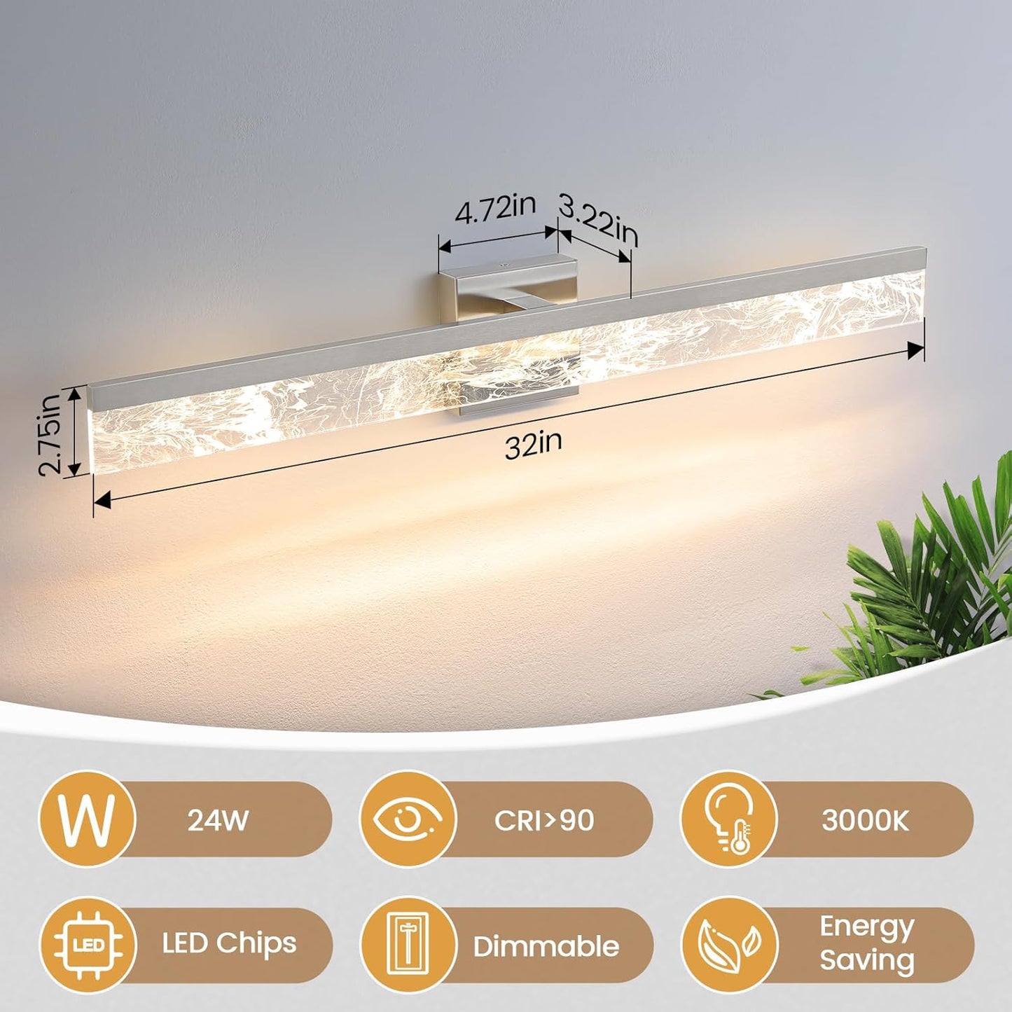 AIJIASI 39-Inch Brushed Gold Vanity Light Fixture, 28W Dimmable LED Modern Light Bar for Bathroom Mirror, Restroom, Bedroom (3000K)