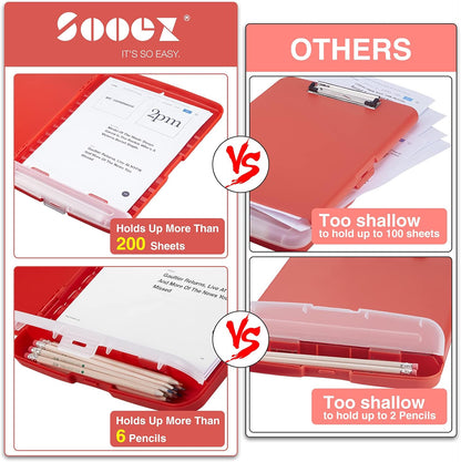 Sooez Clipboard with Storage, Clip Board 8.5 x 11 with Pen Holder, Plastic Organization Case Box for Letter Legal A4 Size Paper, Low Profile Clip, Nurses Teachers Must Haves, School & Office Supplies