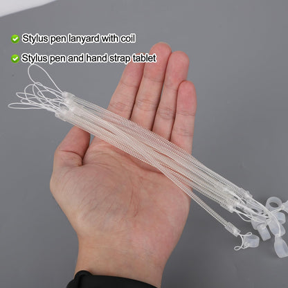 10pcs Pen Lanyards, Elastic Lanyard Tether with Silicone Rings Retractable Stylus Tether Clipboard Pen Strap Tablet Holder Anti-Lose Leash for Tethering Stylus to Touchscreen