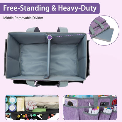 Craft Organizer Tote Bag, Art Organizer, Craft Caddy with Multiple Pockets, Storage Bag for Sewing Tools, Art Supplies, Home and Office (Cat Print)