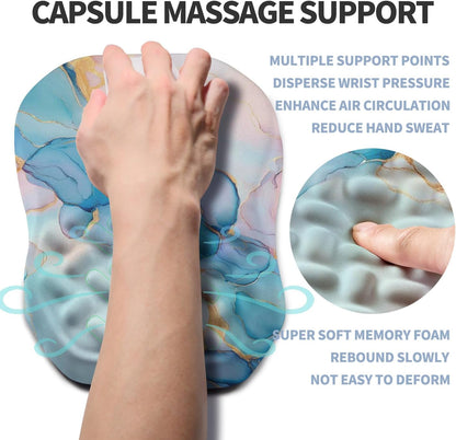 Ergonomic Raised Mouse Pad Wrist Support with Bilateral Slope Memory Foam Mousepad for Wrist Rest and Carpal Tunnel Pain Relief 11.8x7.9〃 Black