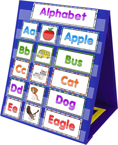 Magnetic Desktop Tabletop Pocket Chart Stand, Double Sided Small Pocket Chart for Classroom Home (15" X 12.5")