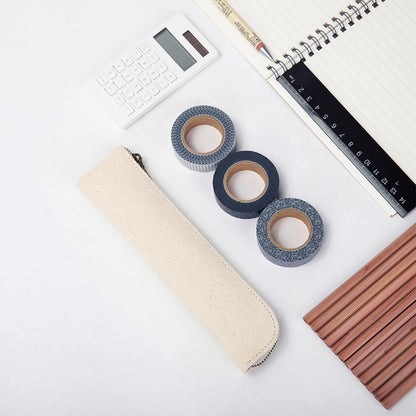 Canvas Pencil Case Small Pencil Pouch Slim Lightweight Pen Case Holder Cute Zipper Bag for School Office