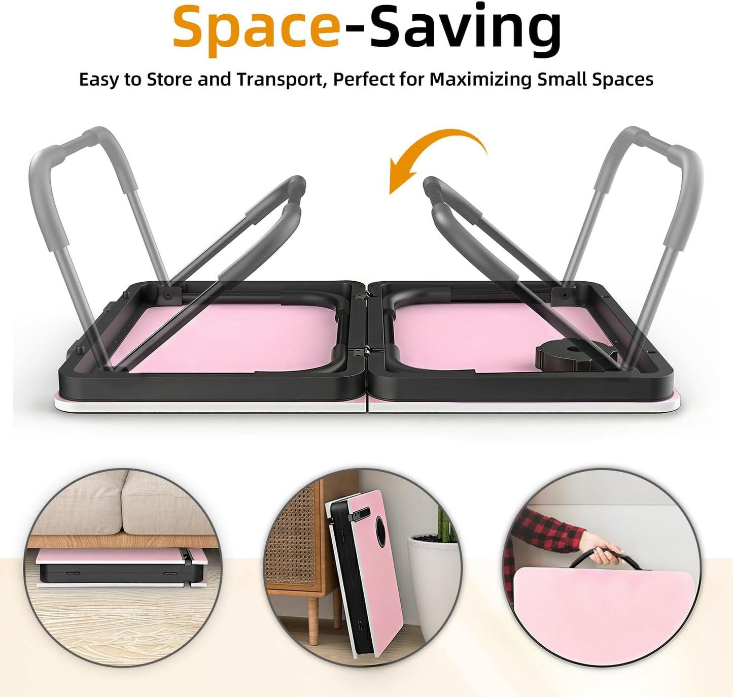 BUYIFY Foldable Laptop Bed Desk for Couch, Sofa - Large Lap Desk Tray Table with Cup Holder and Tablet Slot - Portable Notebook Stand for Eating, Writing, Studying and WFH -NEW-006-USA Original Patent