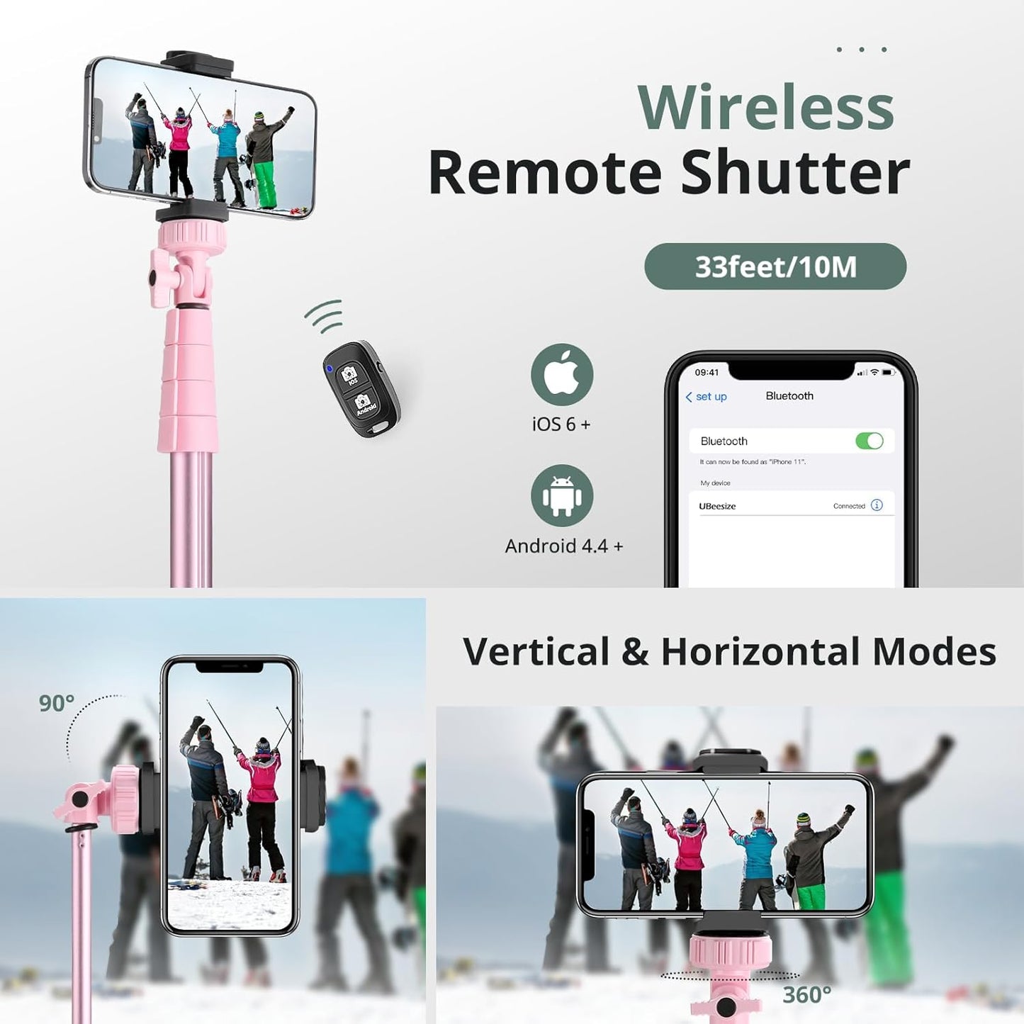 SENSYNE 62" Phone Tripod & Selfie Stick, Extendable Cell Phone Tripod Stand with Wireless Remote and Phone Holder, Compatible with iPhone Android Phone, Camera