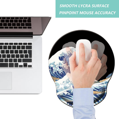 Mouse Pad with Wrist Support, Ergonomic Mouse Pad with Memory Foam Wrist Rest Cushion, Non-Slip Rubber Base Gaming Mice Pad for Home Office Computer Laptop, Flowers Grass