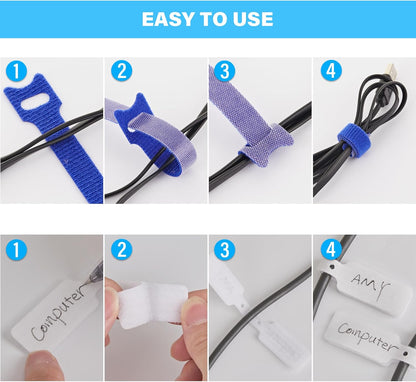 12 Inch Multi-Colour Cable Ties 50 PCS Reusable Fastening Cable Straps Adjustable Hook & Loop Organizer Straps Cords Management for Home, Office and Data Centers