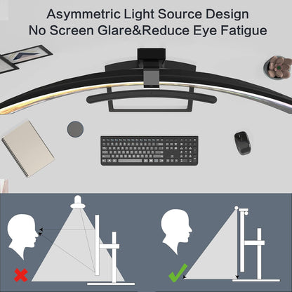 ONWAY Curved Monitor Light Bar with Wireless Remote,Monitor Auto-Dimming and Camera Base,Applicable to All Screens. No Screen Glare,for Home Office