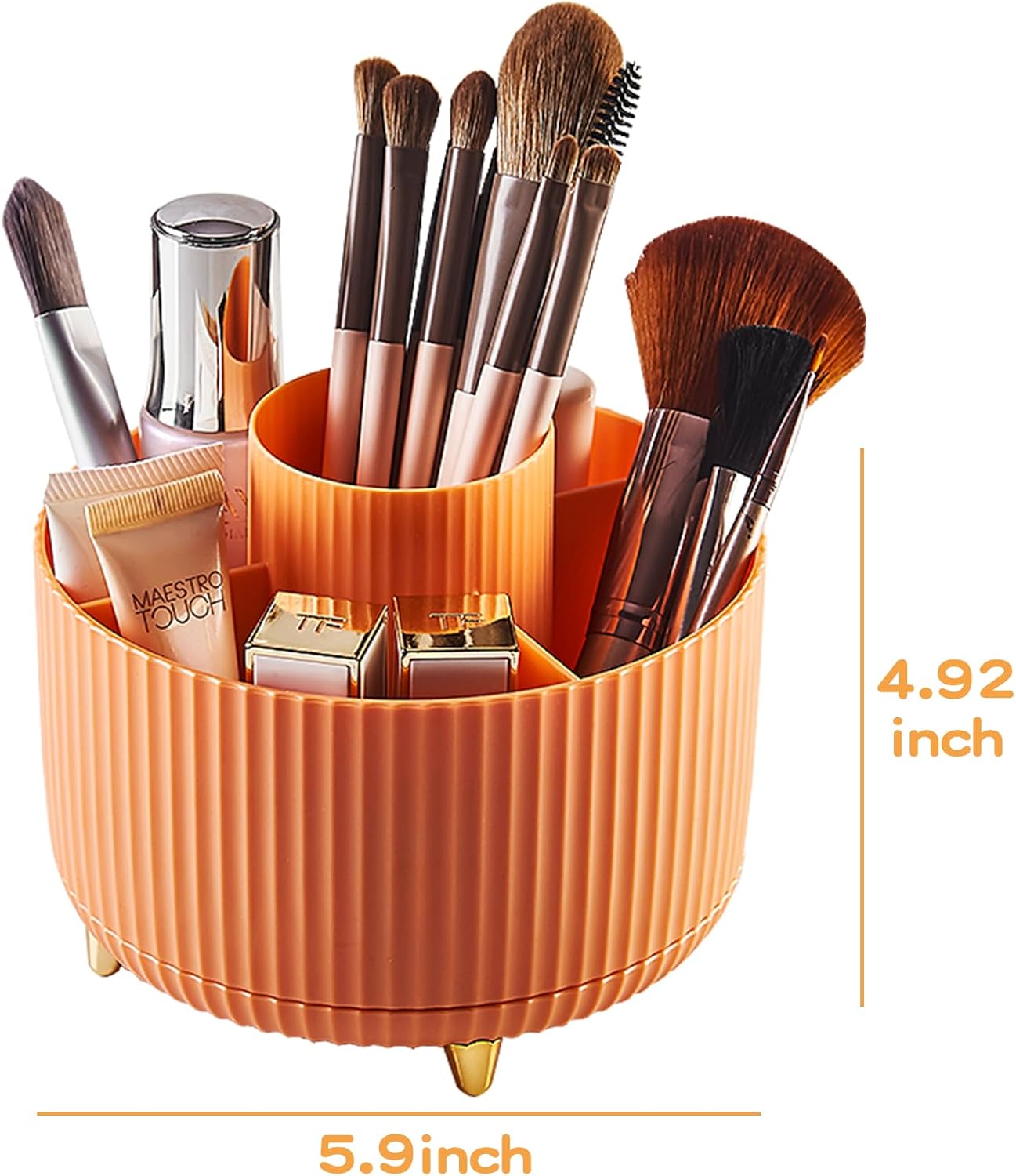 fanado 360° Rotate Makeup Brush Holder Organizer, Makeup Organizers Countertop, Makeup organization and Skincare Storage for Vanity, Desktop, Bathroom (White)