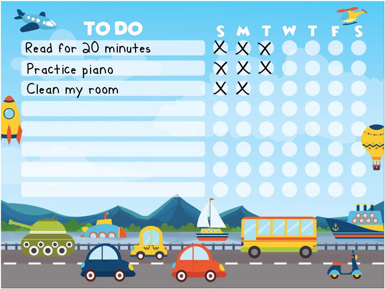 Dry Erase Whiteboard Task & Habit Tracker | Removable and Restickable Adhesive Decal | Fine-Tip Magnetic Marker Included | 9” x 12”