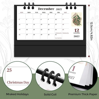 KONVINIT Small Desk Calendar 2026-2027, 6.3" x 3.1", 2026 Desk Calendar - Runs From January 2026 Until December 2027, 24 Months Mini Desktop Calendar for School, Home and Office Supplies