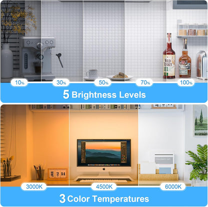 Ferswe 3W Rechargeable Light Bar, Touch Adjustable 3 Colors, 120 LED Mirror Lights, Magnetic for Cabinets, Makeup Battery, Stick On for Closet, Kitchen, Bedroom, Bathroom, Wall
