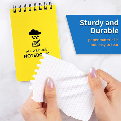 COIDEA 3 Pack Waterproof Notebook, 3 x 5 Pocket Notepad, All Weather Small Pocket Notebook Paper, Mini Spiral Notepad Police Notepad 100 Lined Pages for Outdoor Office