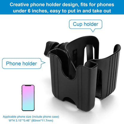 Accmor Stroller Cup Holder, Universal Cup Holder for Stroller Walker Bike, 360° Rotatable Large Caliber Designed Bottle Holder for Stroller, Bike, Wheelchair, Scooter