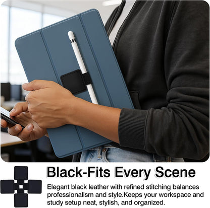 4-Pack Black Elastic Pen Loop Holders – Adhesive PU Leather Sleeves