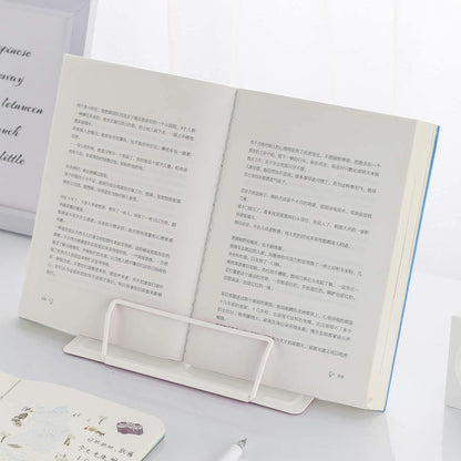 MSDADA Desk Book Stand Metal Reading Rest Book Holder Adjustable Cookbook Documents Holder Bookstands for Recipes Textbook Music Books, the First Day of School Gift for Students, Teachers (Light Blue)