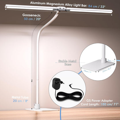 EYOCEAN Desk Lamp with Clamp, 31.5" LED Desk Lamp for Home Office, 24W Double Head Desk Light, Dimmable & Color Temperature, Table Lamp with Remote Control, Brightest Computer Monitor Light