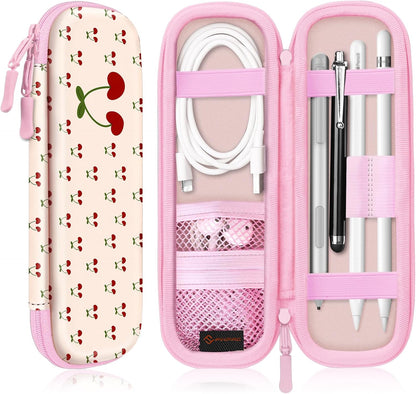 Fintie Holder Case for Apple Pencil Pro, Apple Pencil (USB-C / 1st / 2nd Generation), PU Leather Carrying Bag Sleeve Compatible with Pen, USB Cable, Samsung Stylus, Lilac Marble