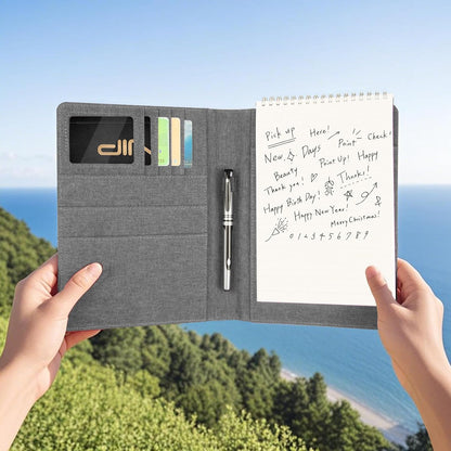 Journal Cover for Rocketbook Flip | 6"x9" Steno Pad Holder & Top Spiral Notebook Cover | Waterproof Folio with Pen Loop & File Pocket for A5, Executive Size Notebooks (Black)
