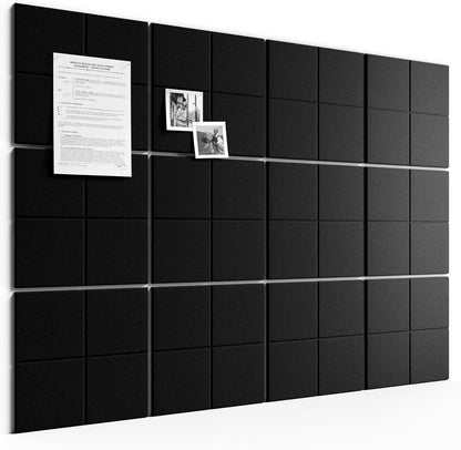 Bumusty Large Cork Board Alternative-48 x 36" Felt Bulletin Board Tiles, with 30 Pushpins, 70 Adhesive Tabs, Bold-Stripe 12-Pack, Cork Boards for Office Push Pin Board Felt Board-Carbon Blue