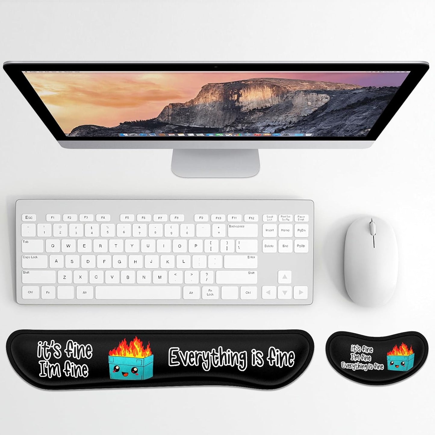 Dapesuom Enlarge Keyboard Wrist Rest, Memory Foam Wrist Cushion for Desk Mat Support, Cute Pain Relief Keyboard Mouse Pad Rests Set with Non-Slip Base for Gaming Laptop Office Computer, Elegant Flower