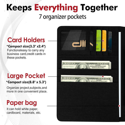 Journal Cover for Rocketbook Flip | 6"x9" Steno Pad Holder & Top Spiral Notebook Cover | Waterproof Folio with Pen Loop & File Pocket for A5, Executive Size Notebooks (Black)