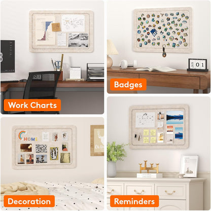 Lifewit Cork Board Alternative,22.4"x 14.8" Bulletin Board with Self-Adhesive,Foldable Decorative Felt Pin Board Vision Board Message Board with 20 Pushpins for Office Wall Decor, Room Decor, Oatmeal